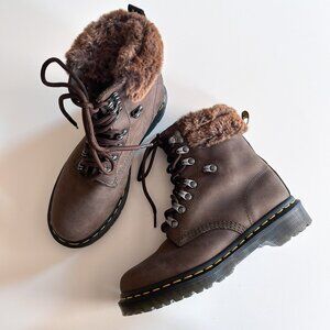 Dr. Martens 1460 Serena Brown Leather Faux Fur Lined Boots UK 4 / US 6